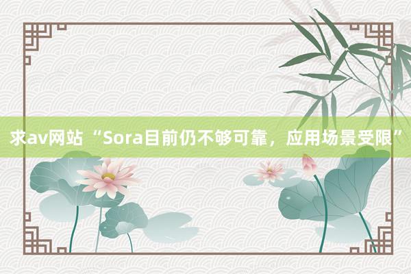 求av网站 “Sora目前仍不够可靠，应用场景受限”