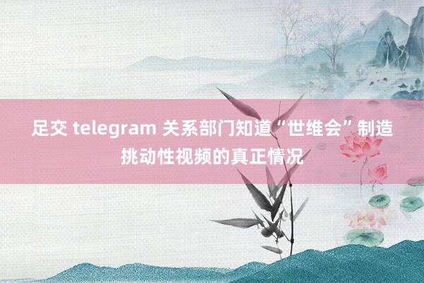 足交 telegram 关系部门知道“世维会”制造挑动性视频的真正情况