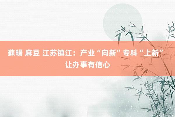 蘇暢 麻豆 江苏镇江：产业“向新”专科“上新” 让办事有信心