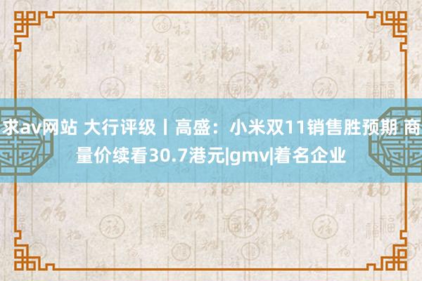 求av网站 大行评级丨高盛：小米双11销售胜预期 商量价续看30.7港元|gmv|着名企业