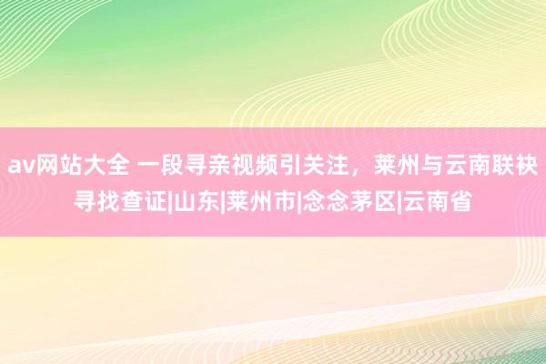 av网站大全 一段寻亲视频引关注，莱州与云南联袂寻找查证|山东|莱州市|念念茅区|云南省